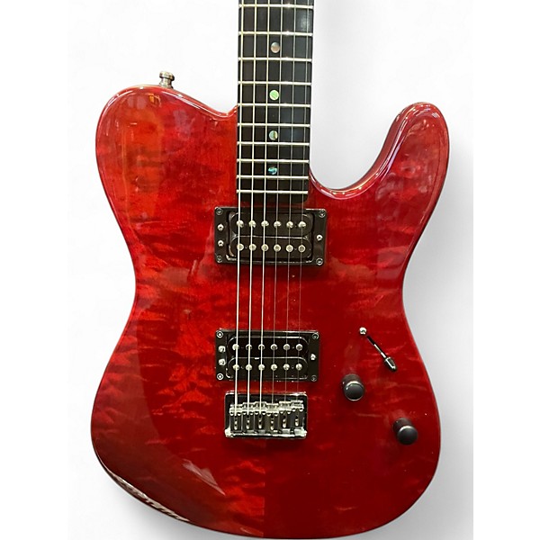 Used Fender DELUX TELECASTER QMT HH BING CHERRY TRANSPARENT Solid Body Electric Guitar