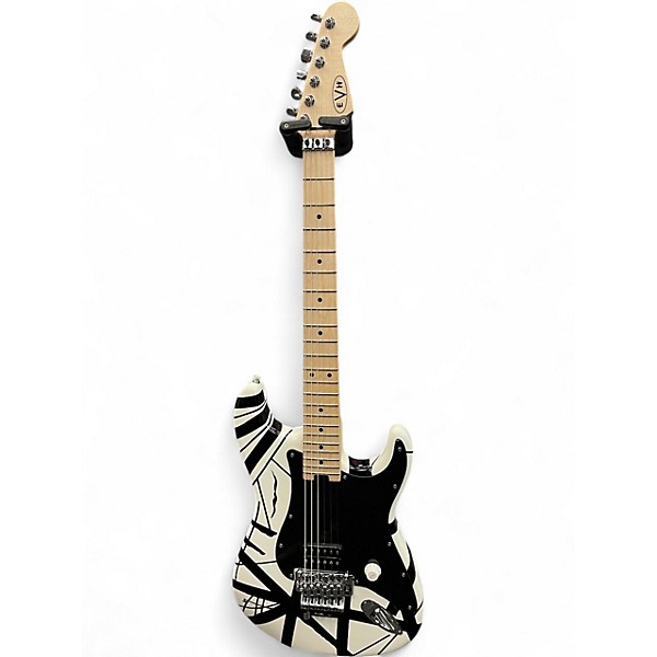 Used 2024 EVH Striped Series White with Black Stripes Solid Body Electric Guitar