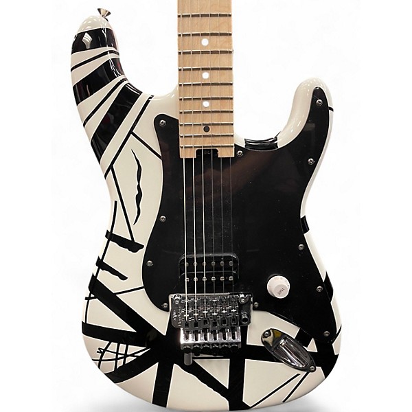 Used 2024 EVH Striped Series White with Black Stripes Solid Body Electric Guitar