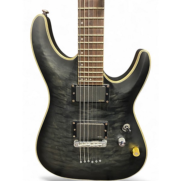 Used Schecter Guitar Research C1 Platinum Trans Black Solid Body Electric Guitar