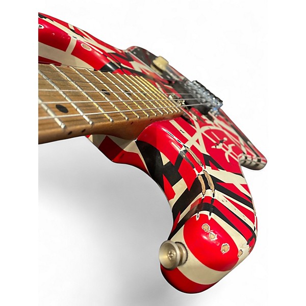 Used 2022 EVH Striped Series Frankie Red with Black and White Stripes Solid Body Electric Guitar