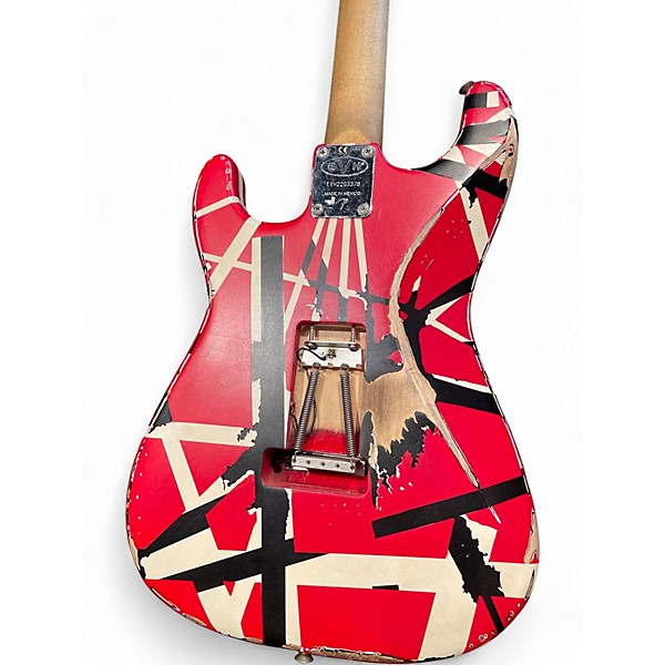 Used 2022 EVH Striped Series Frankie Red with Black and White Stripes Solid Body Electric Guitar