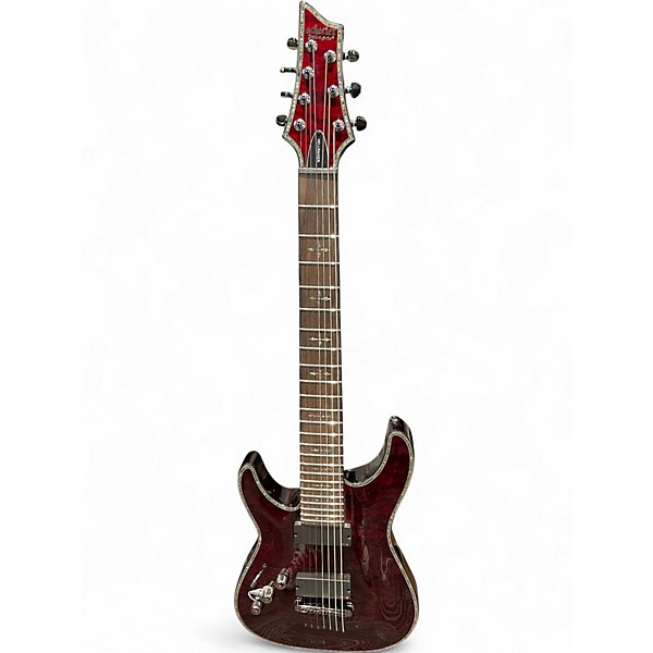 Used Schecter Guitar Research LEFT DIAMOND SERIES HELLRAISER QUILT TOP RUBY RED Electric Guitar