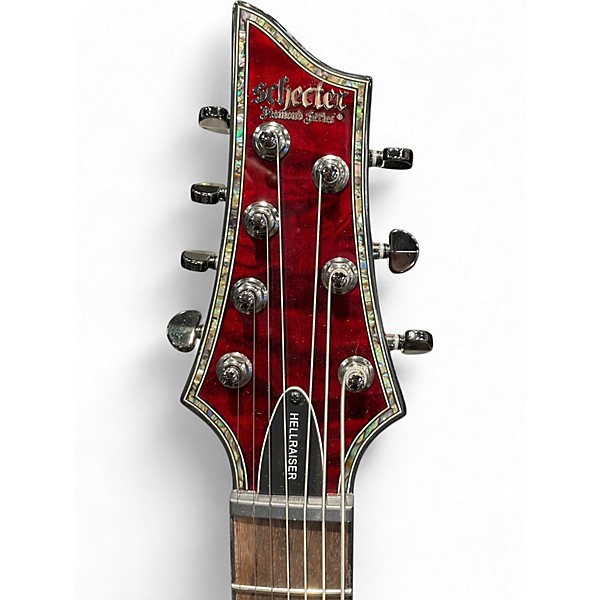 Used Schecter Guitar Research LEFT DIAMOND SERIES HELLRAISER QUILT TOP RUBY RED Electric Guitar