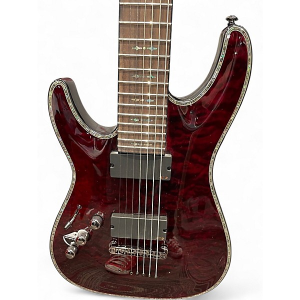 Used Schecter Guitar Research LEFT DIAMOND SERIES HELLRAISER QUILT TOP RUBY RED Electric Guitar