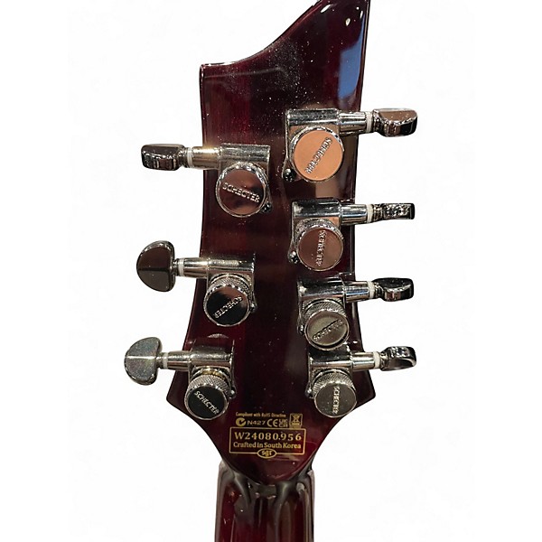 Used Schecter Guitar Research LEFT DIAMOND SERIES HELLRAISER QUILT TOP RUBY RED Electric Guitar