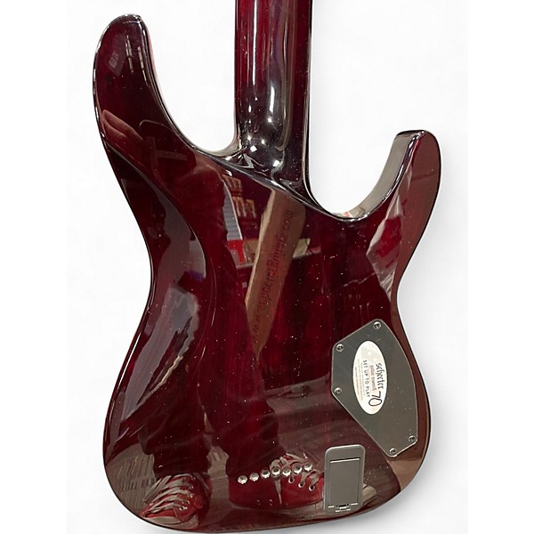 Used Schecter Guitar Research LEFT DIAMOND SERIES HELLRAISER QUILT TOP RUBY RED Electric Guitar