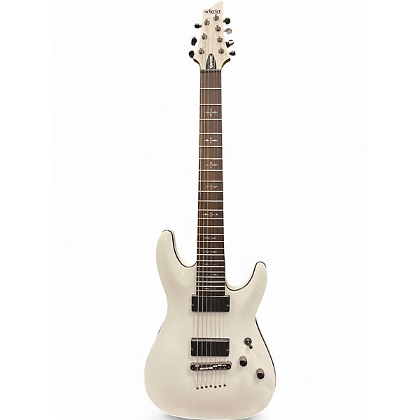 Used Schecter Guitar Research Demon 7 String Vintage White Solid Body Electric Guitar