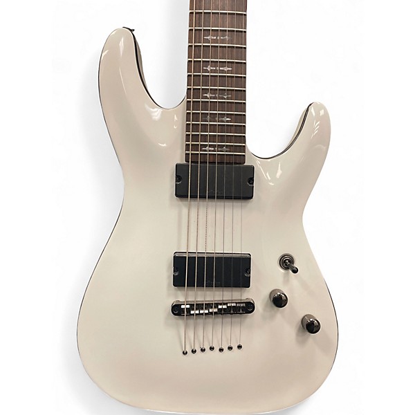 Used Schecter Guitar Research Demon 7 String Vintage White Solid Body Electric Guitar