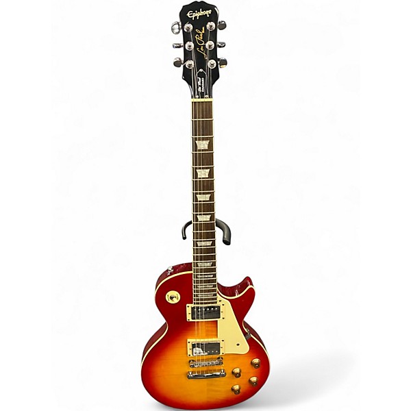 Used 2000s Epiphone Les Paul Standard Cherry Sunburst Solid Body Electric Guitar