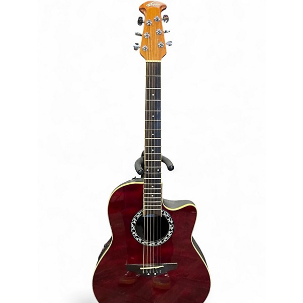 Used Ovation AE128 Trans Red Acoustic Electric Guitar