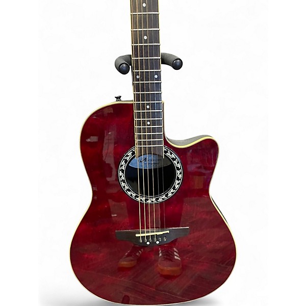 Used Ovation AE128 Trans Red Acoustic Electric Guitar