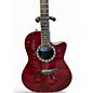 Used Ovation AE128 Trans Red Acoustic Electric Guitar