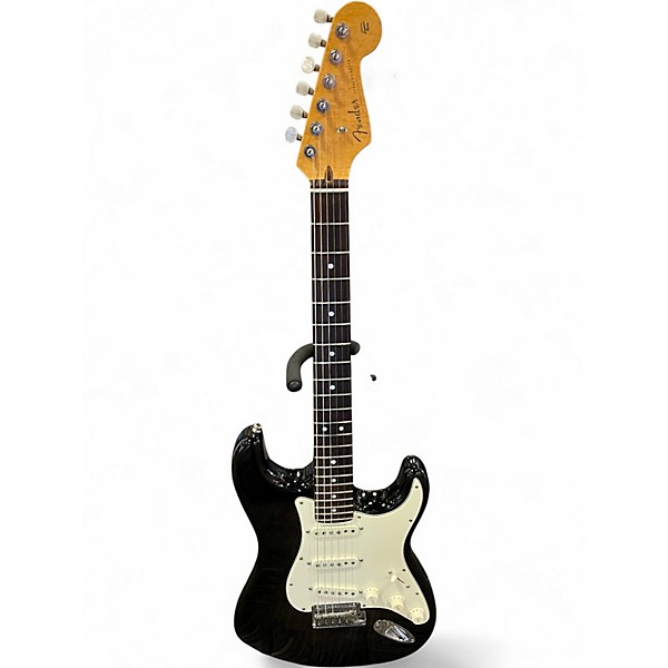 Used 2015 Fender American Custom Deluxe Stratocaster Ebony Transparent Solid Body Electric Guitar