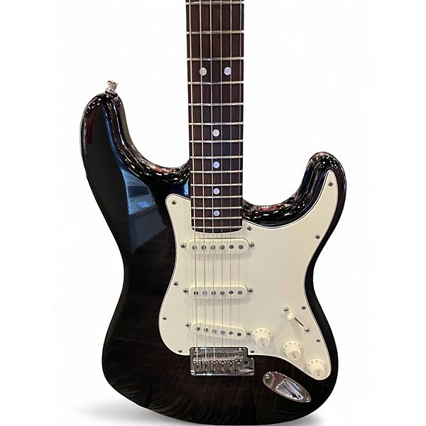 Used 2015 Fender American Custom Deluxe Stratocaster Ebony Transparent Solid Body Electric Guitar