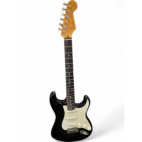 Used 2015 Fender American Custom Deluxe Stratocaster Ebony Transparent Solid Body Electric Guitar