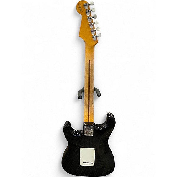 Used 2015 Fender American Custom Deluxe Stratocaster Ebony Transparent Solid Body Electric Guitar
