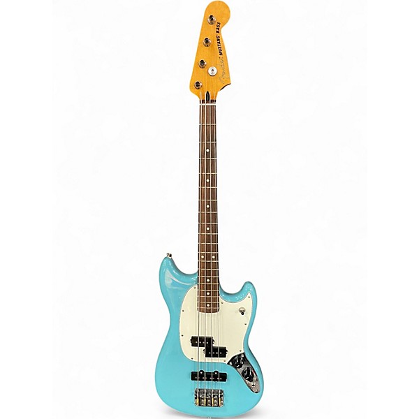 Used Fender Mustang Bass Blue Electric Bass Guitar