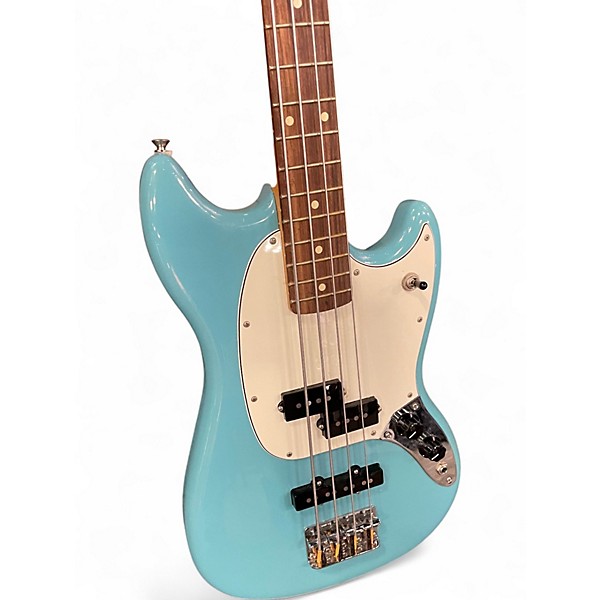 Used Fender Mustang Bass Blue Electric Bass Guitar