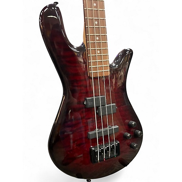 Used Spector NS2A Trans Red Electric Bass Guitar