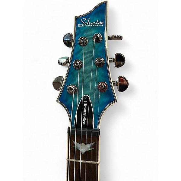 Used Schecter Guitar Research Omen Extreme 6 Ocean Blue Burst Solid Body Electric Guitar