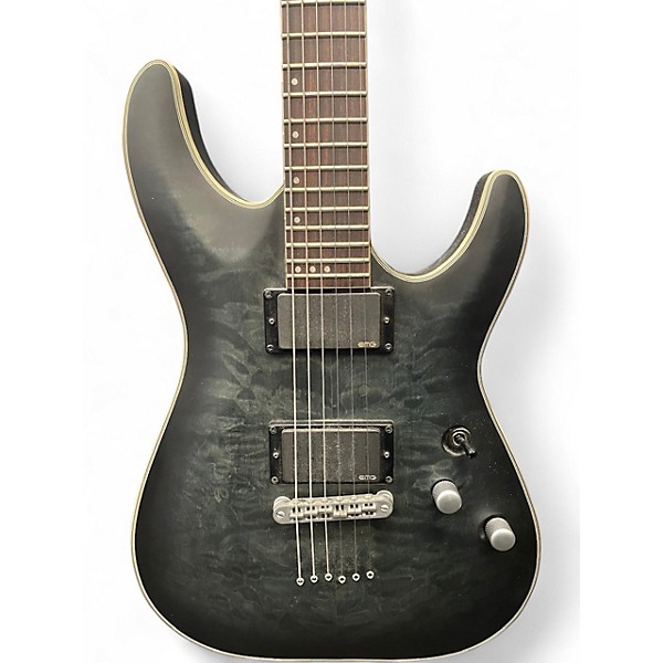 Used Schecter Guitar Research C1 Platinum Trans Black Solid Body Electric Guitar
