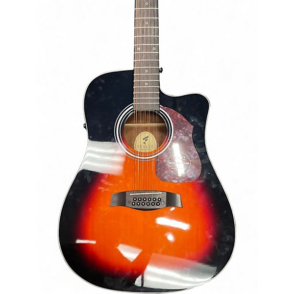 Used Fesley FDET280C 2 Color Violin Burst 12 String Acoustic Electric Guitar