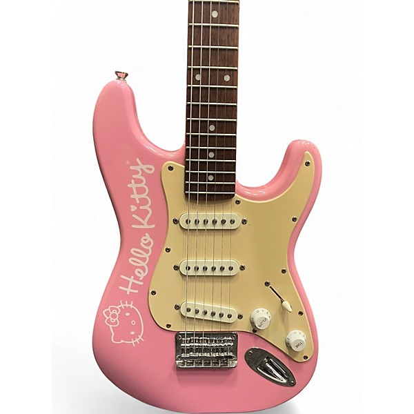 Used Squier Hello Kitty Stratocaster SSS Pink Solid Body Electric Guitar