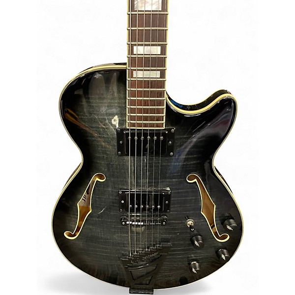 Used D'Angelico EX-SS Trans Black Hollow Body Electric Guitar