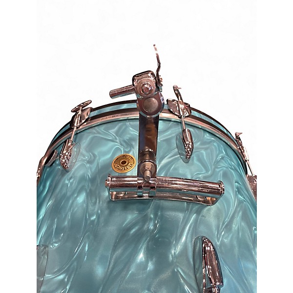 Used Gretsch Drums 3 Piece USA 50TH ANNIVERSARY AQUA SATIN FLAME Drum Kit