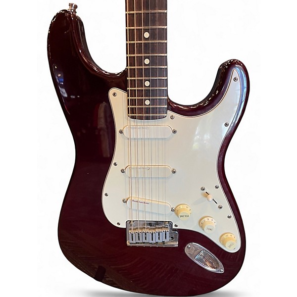 Used 1993 Fender Standard Stratocaster Plus Wine Red Solid Body Electric Guitar