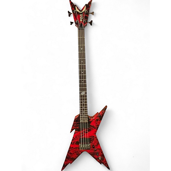 Used Dean Dime RazorBack Red and Black Electric Bass Guitar
