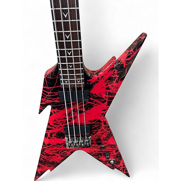 Used Dean Dime RazorBack Red and Black Electric Bass Guitar