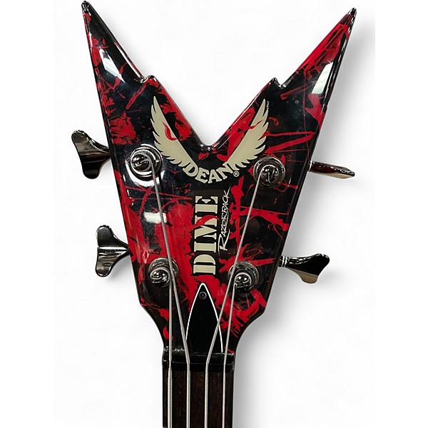 Used Dean Dime RazorBack Red and Black Electric Bass Guitar