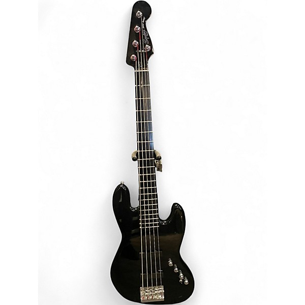 Used Squier Deluxe Jazz Bass Active V 5 String Black Electric Bass Guitar