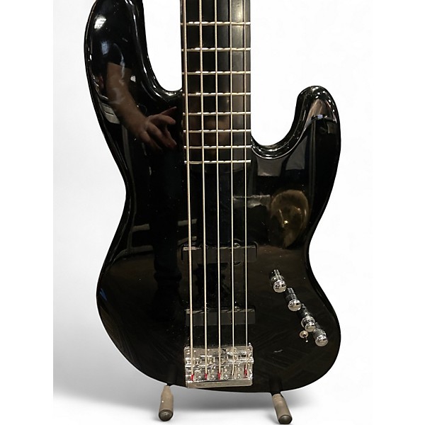 Used Squier Deluxe Jazz Bass Active V 5 String Black Electric Bass Guitar