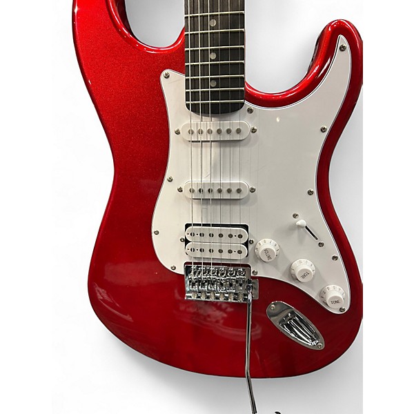 Used 2020s Donner STANDARD SERIES STRAT Candy Apple Red Metallic Solid Body Electric Guitar