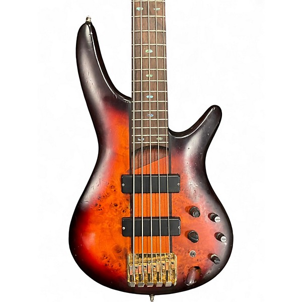 Used Ibanez SR805 5 String 2 Color Sunburst Electric Bass Guitar