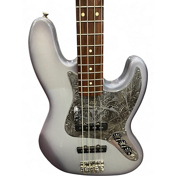 Used Fender Standard Jazz Bass Silver Electric Bass Guitar
