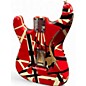 Used EVH Striped Series Frankie Red with Black and White Stripes Solid Body Electric Guitar