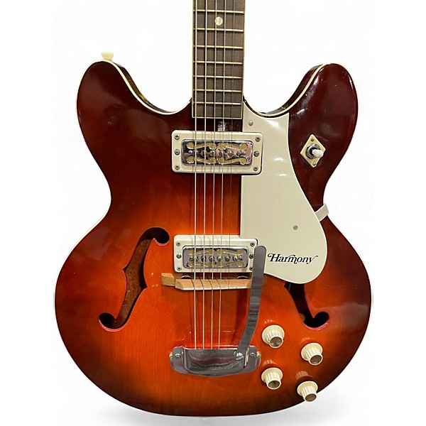 Vintage 1966 Harmony C72 2 Tone Sunburst Hollow Body Electric Guitar