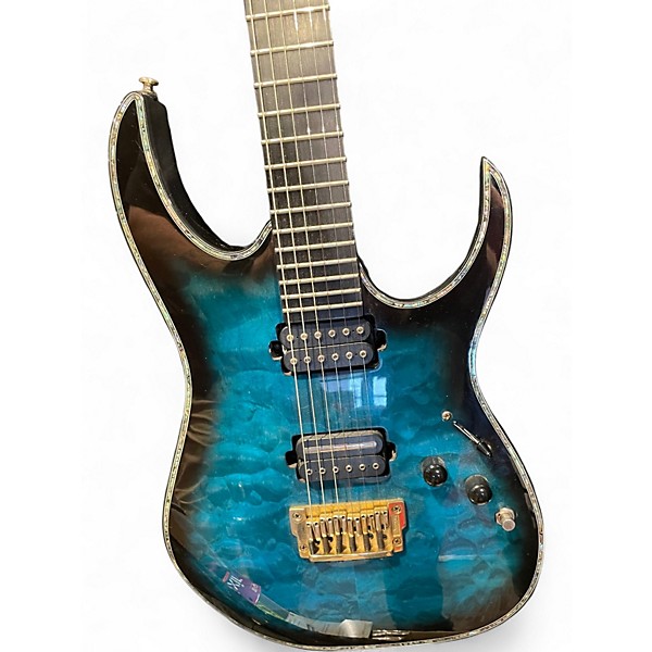 Used Ibanez RGIX20FEQM Iron Label RG Series Blue Solid Body Electric Guitar