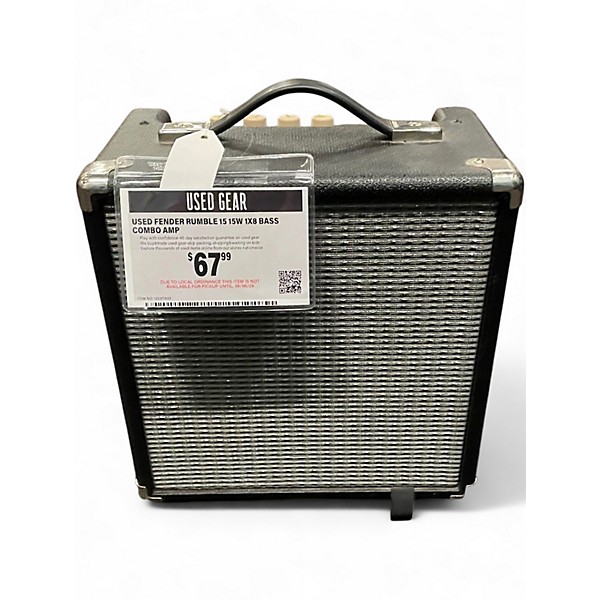 Used Fender Rumble 15 15W 1X8 Bass Combo Amp