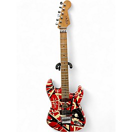 Used EVH Striped Series Frankie White Stripes Relic Solid Body Electric Guitar