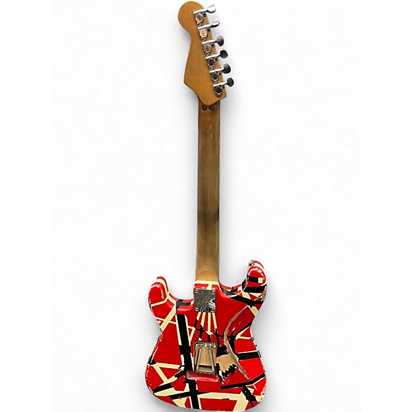 Used EVH Striped Series Frankie White Stripes Relic Solid Body Electric Guitar