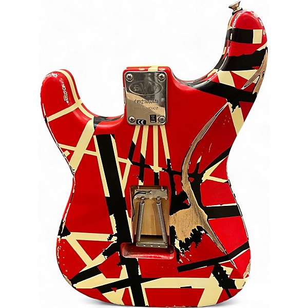 Used EVH Striped Series Frankie White Stripes Relic Solid Body Electric Guitar