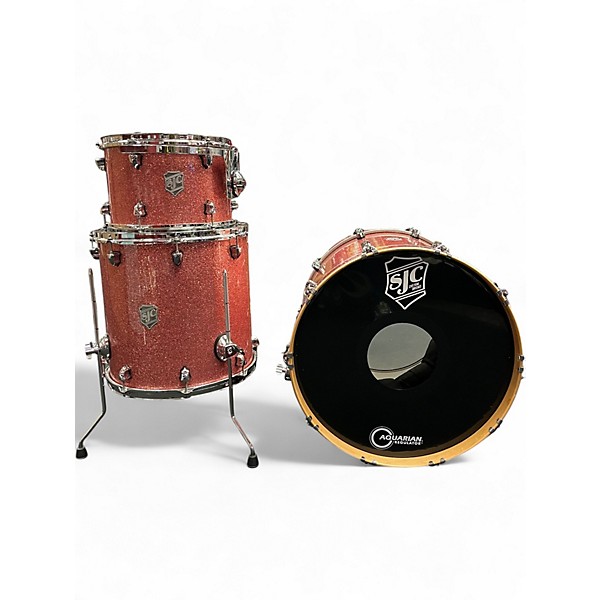 Used SJC Drums 5 Piece Custom pink sparkle Drum Kit