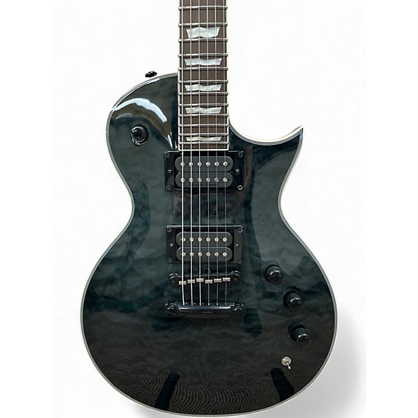 Used ESP LTD EC1000 PIEZO See Thru Black Solid Body Electric Guitar