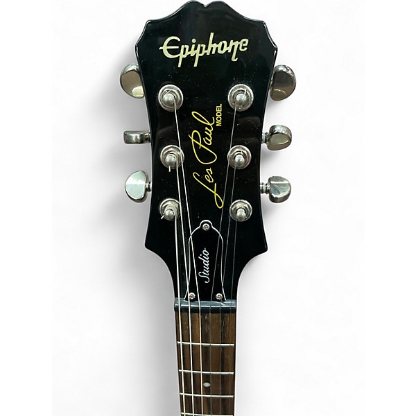 Used 2010s Epiphone Les Paul Studio Black Solid Body Electric Guitar