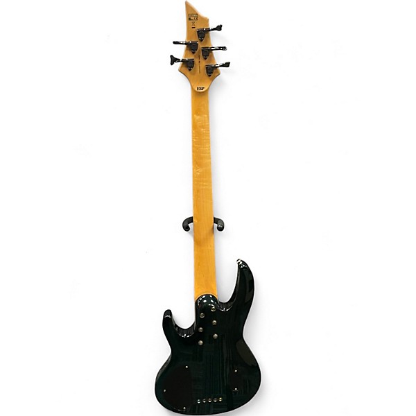 Used ESP LTD B155DX 5 String TRANS BLUE Electric Bass Guitar
